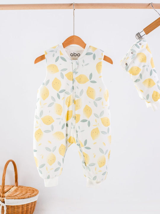 abo Winter Sleeping Bag with Feet Classic 2.5 Tog WHITE-YELLOW with Detachable Sleeves