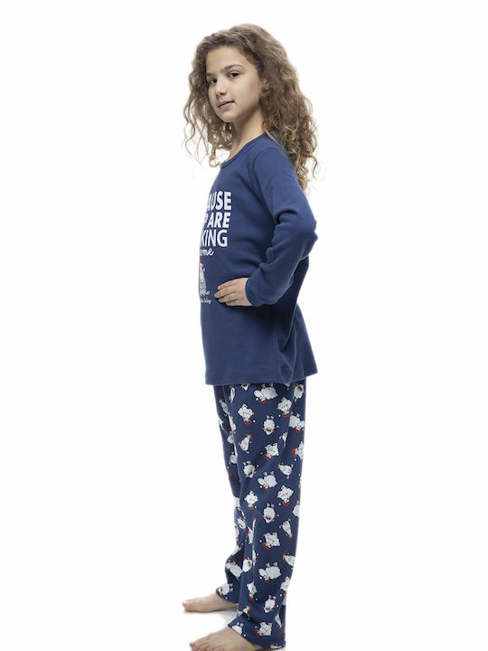 Galaxy Kinder Schlafanzug Winterlich Blau