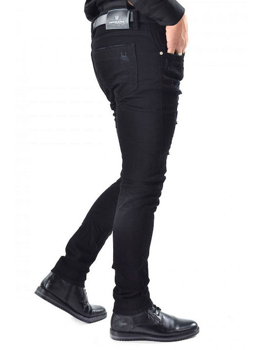 Brokers Jeans Men's Trousers Elastic in Straight Line Black