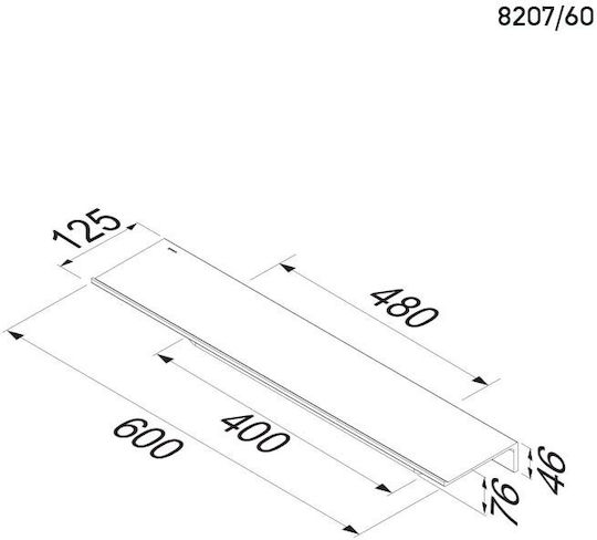 Geesa Montat pe perete Raft Baie Metal 60x12.5x7.6cm Neagră