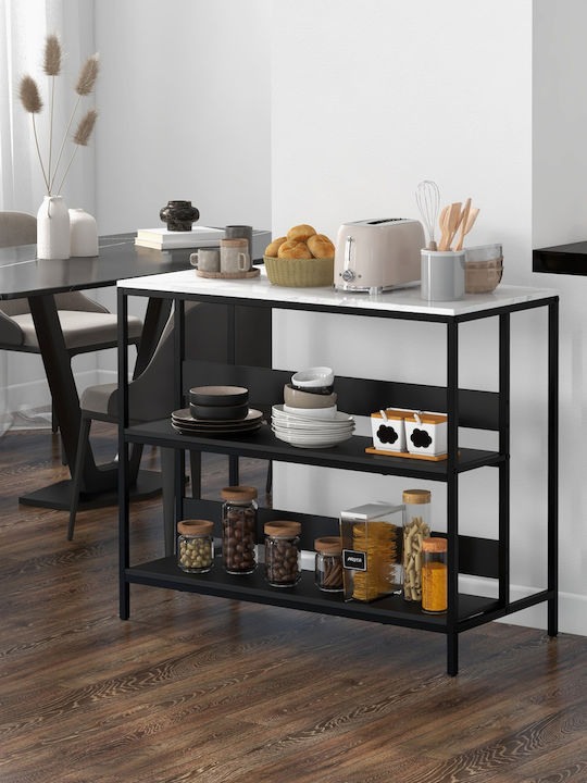 HomCom HomCom Kitchen Rack Metallic 3 Tiers Black 100x50x90cm