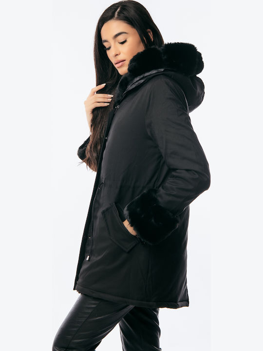 Lungă Jachetă de femei Puffer Black
