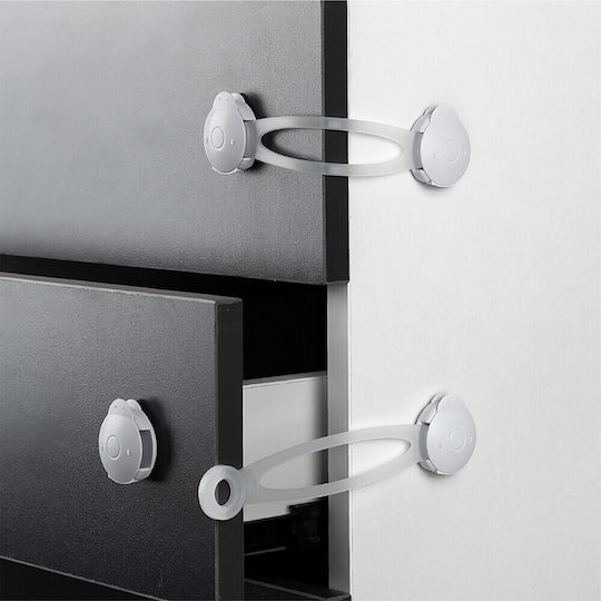Bebe Stars Cabinet & Drawer Lock with Sticker made of Plastic in White Color 2pcs