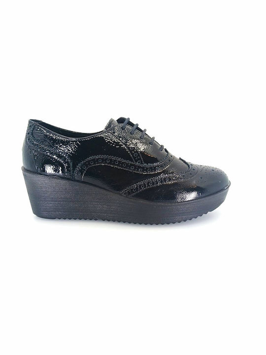 Imac Women's Leather Oxford Shoes Black