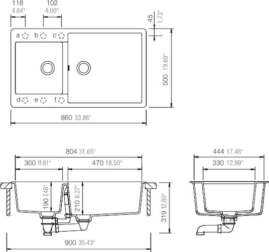 Schock Element 31290 Drop-In Spüle aus Verbundgranulat B86xT50cm Gray