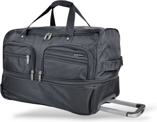 Playbags Σακ Βουαγιάζ 90lt Μαύρο με Ρόδες Υφασμάτινο Μ59xΠ21xΥ27εκ.