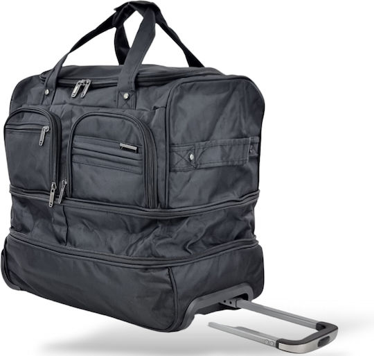 Playbags Σακ Βουαγιάζ 65lt Μαύρο με Ρόδες Υφασμάτινο Μ49xΠ30xΥ35εκ.