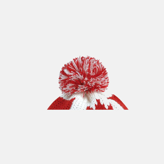 Pom Pom Beanie Unisex Beanie Gestrickt in Rot Farbe