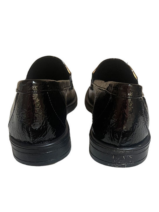 Zizel Patent Leather Women's Moccasins in Black Color