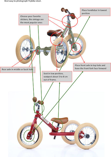 Trybike Τρίκυκλο Ποδήλατο με Χειρολαβή Γονέα για 5+ Ετών Ροζ