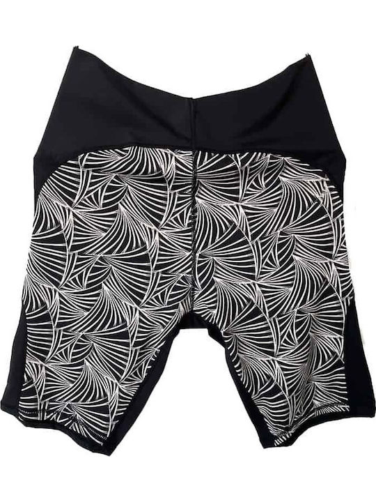 Training Damen-Set mit Kurzen Leggings Hohe Taille Schwarz-Weiß