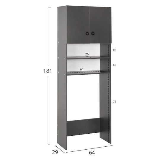 HomeMarkt Terry Bathroom Cabinet Laundry L64xW29xH181cm Gray