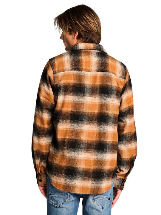 Funky Buddha Men's Shirt Overshirt Long Sleeve Checked Plaid (Shirt)