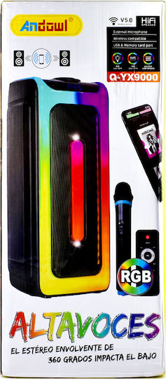 Andowl Andowl Karaoke Speaker with Wireless Microphone and Lighting Effects Q-YX9000 Black