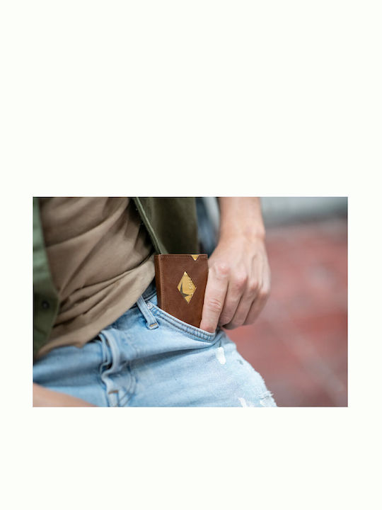 Leather Men's Wallet Cards with RFID Brown
