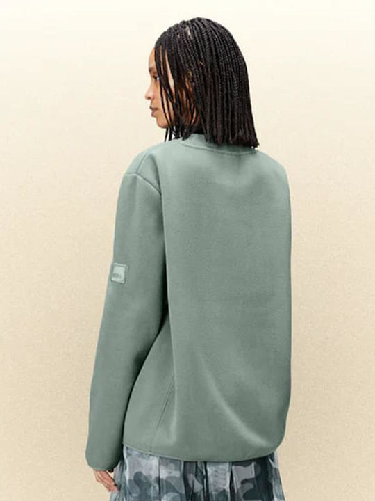 Rains Winter Women's Fleece Blouse Long Sleeve with Zipper Green.