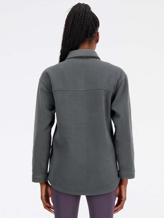 New Balance Women's Midi Overshirt with Buttons Gray