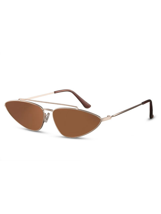 Solo-Solis Sunglasses with Gold Metal Frame and Brown Lenses NDL2270