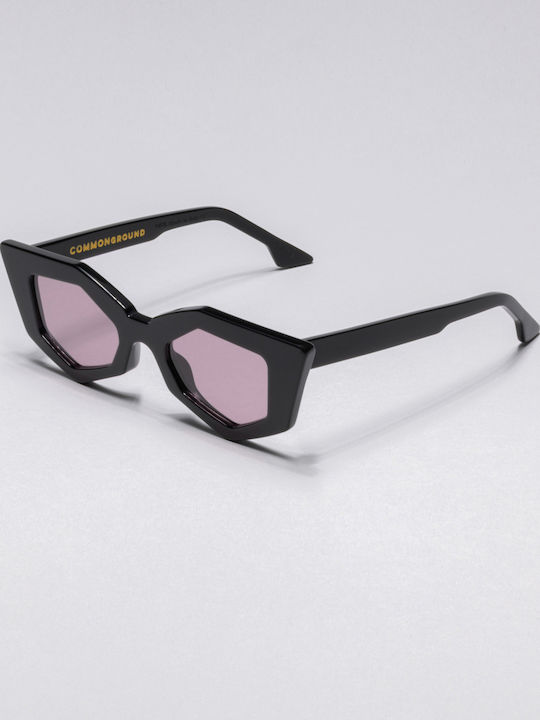 Women's Sunglasses with Black Plastic Frame and Gray Lens