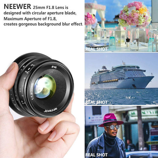 Neewer Crop Camera Lens 25mm F1.8 Fixed for Sony E Mount Black