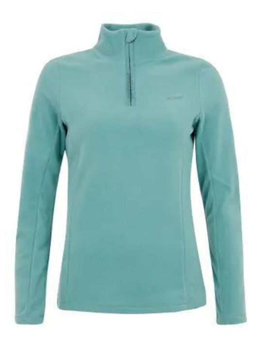 Protest Mutez Women's Athletic Fleece Blouse Long Sleeve with Zipper Crocodile Green