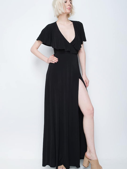 Glamorous Maxi Kleid mit Schlitz Schwarz