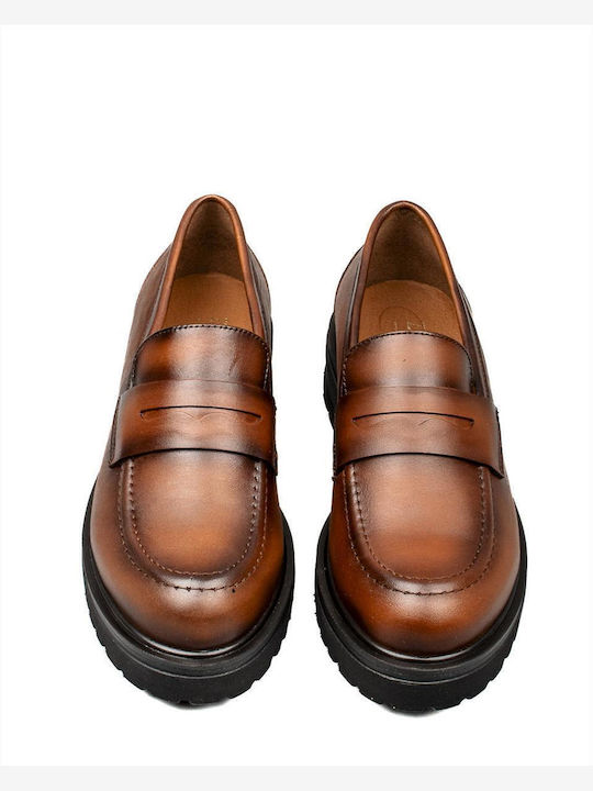 Zakro Collection Δερμάτινα Γυναικεία Loafers σε Ταμπά Χρώμα