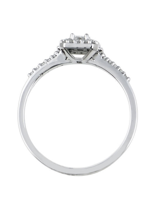 Fa Cad'oro Single Stone Ring made of White Gold 18K with Diamond