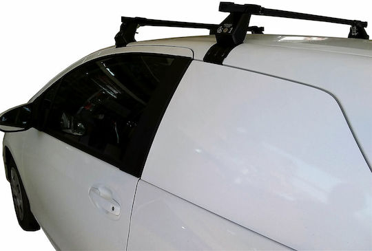 GS Steel Car Roof Bars 110cm for Toyota Yaris 3D Set with Roof Rack Legs and Lock Silver