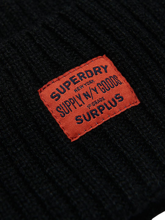 Superdry Beanie Unisex Beanie Knitted in Navy Blue color