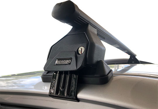 Menabo Steel Car Roof Bars for Hyundai Accent 5D Set with Roof Rack Legs and Lock Black