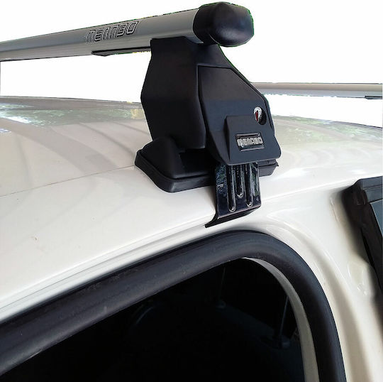 Menabo Aluminum Car Roof Bars for Peugeot 208 5D Set with Roof Rack Legs and Lock Silver M.P208.13