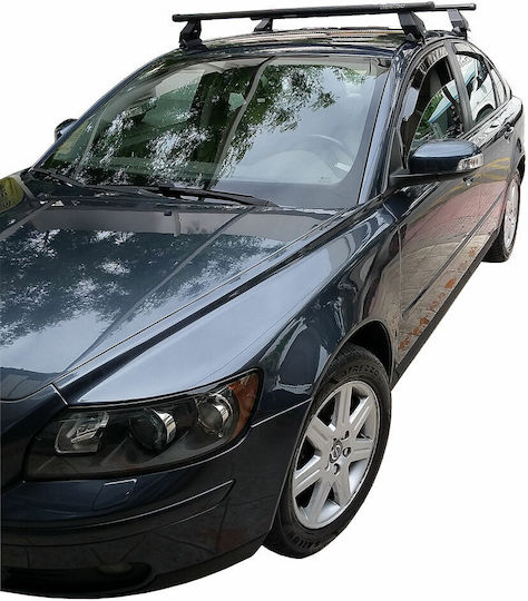 Menabo Μπάρες Οροφής Ατσάλινες για Volvo S40 (Σετ με πόδια και κλειδαριά) Ασημί