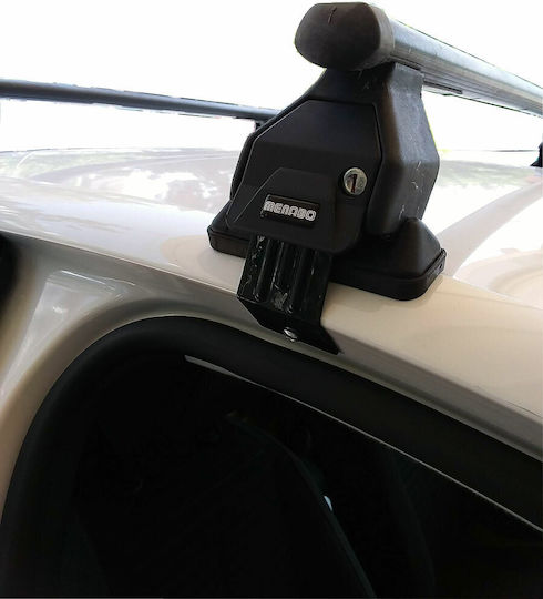 Menabo Car Roof Bars Metallic for Peugeot 208 5D Set with Roof Rack Legs and Lock Silver M.P208.14