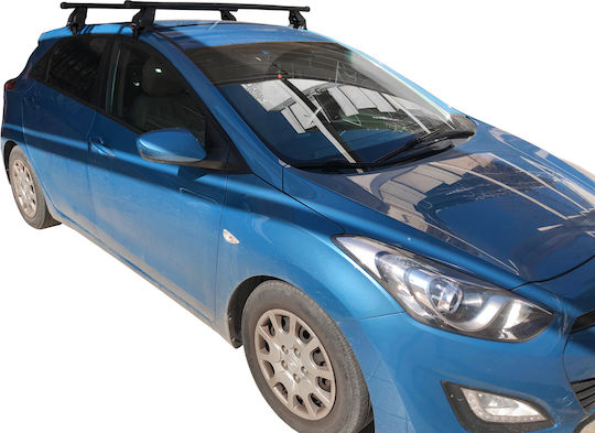 Menabo Steel Car Roof Bars for Hyundai i30 5D Set with Roof Rack Legs Silver