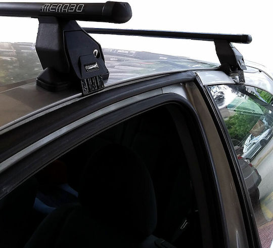 Menabo Metallic Car Roof Bars for Nissan Almera 3D Set with Roof Rack Legs and Lock Silver