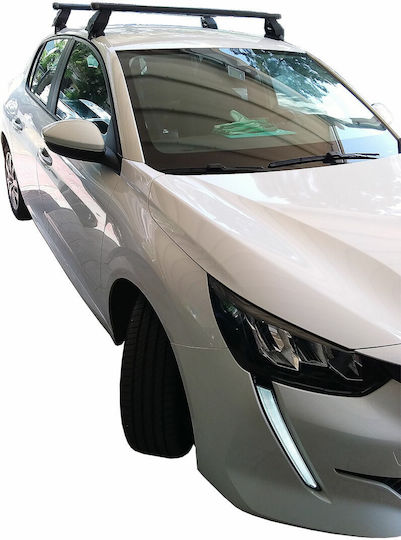 Menabo Car Roof Bars Metallic for Peugeot 208 5D Set with Roof Rack Legs and Lock Silver M.P208.14