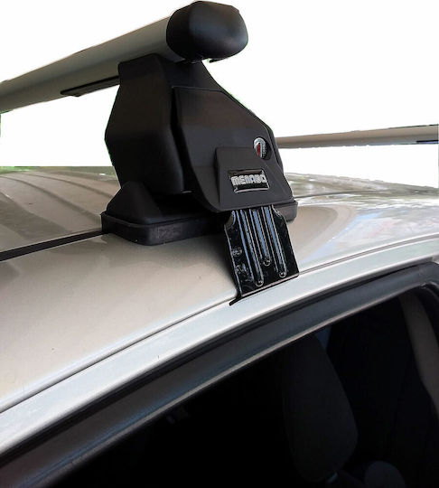 Menabo Aluminum Car Roof Bars for Toyota Avensis 4D Set with Roof Rack Legs and Lock Silver
