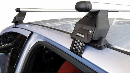 Menabo Aluminum Car Roof Bars for Mitsubishi Colt 5D Set with Roof Rack Legs Silver
