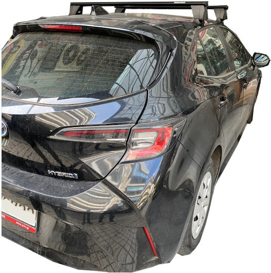 Menabo Steel Car Roof Bars for Toyota Auris and Corolla 5D Set with Roof Rack Legs Silver