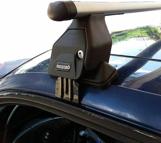 Menabo Aluminum Car Roof Bars for BMW Series 3 3D 1992-1998 Set with Roof Rack Legs and Lock Silver