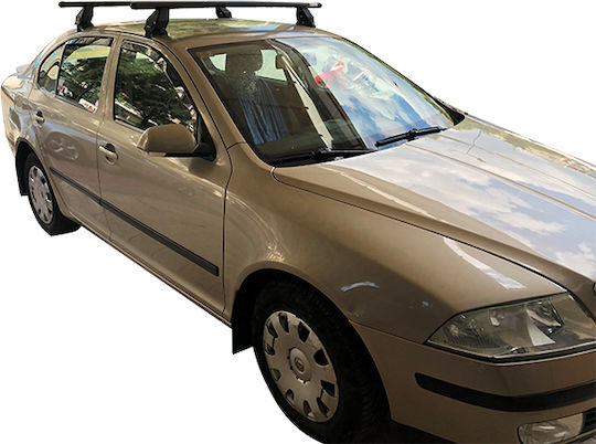 Menabo Steel Car Roof Bars for Skoda Octavia 2004-2012 Set with Roof Rack Legs Silver