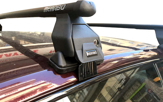 Menabo Steel Car Roof Bars for BMW Series 3 1992-1998 Set with Roof Rack Legs Silver