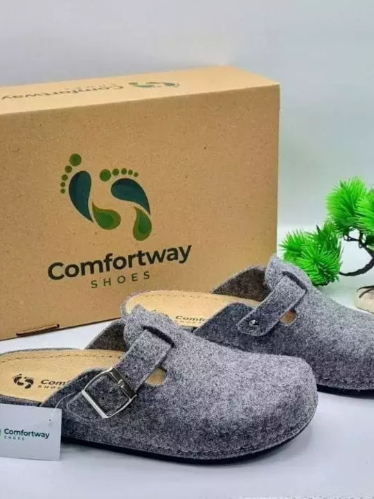 Comfort Way Shoes Papuci bărbați iarna Gray