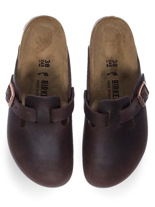 Birkenstock Boston Habana Men's Leather Anatomic Clogs Brown