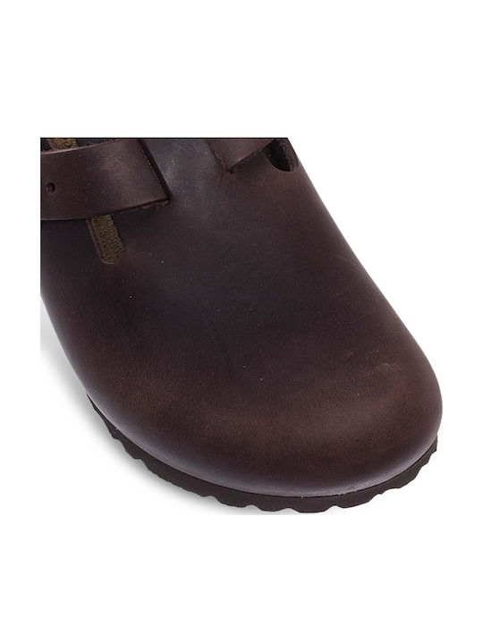 Birkenstock Boston Habana Men's Leather Anatomic Clogs Brown