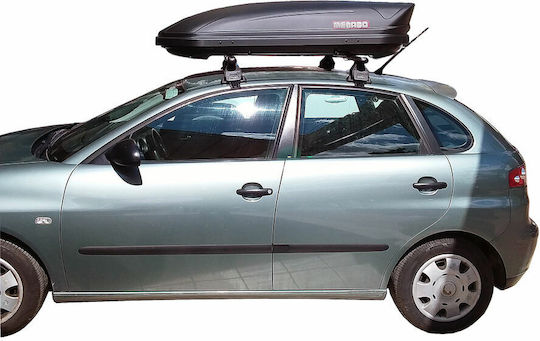 Menabo Metallic Car Roof Bars for Seat Ibiza 5D with Menabo Marathon 400lt Roof Rack Legs Set Black