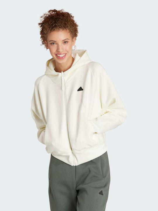adidas Women's Sweatshirt Jacket Hooded White IS3918