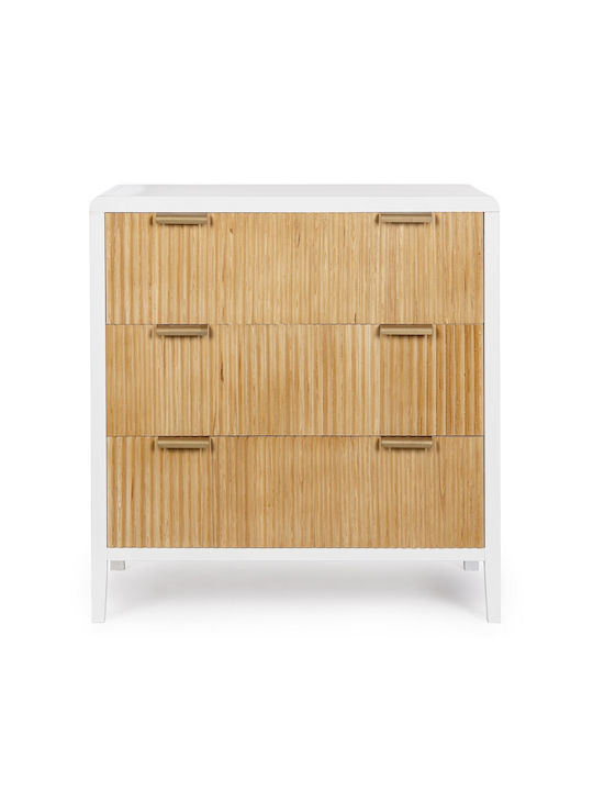 Συρταριέρα Креватокамарас Дървена Charley с 3 чекмеджета White / Natural 80x40x82бр
