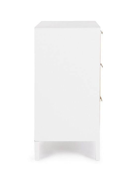 Συρταριέρα Креватокамарас Дървена Charley с 3 чекмеджета White / Natural 80x40x82бр